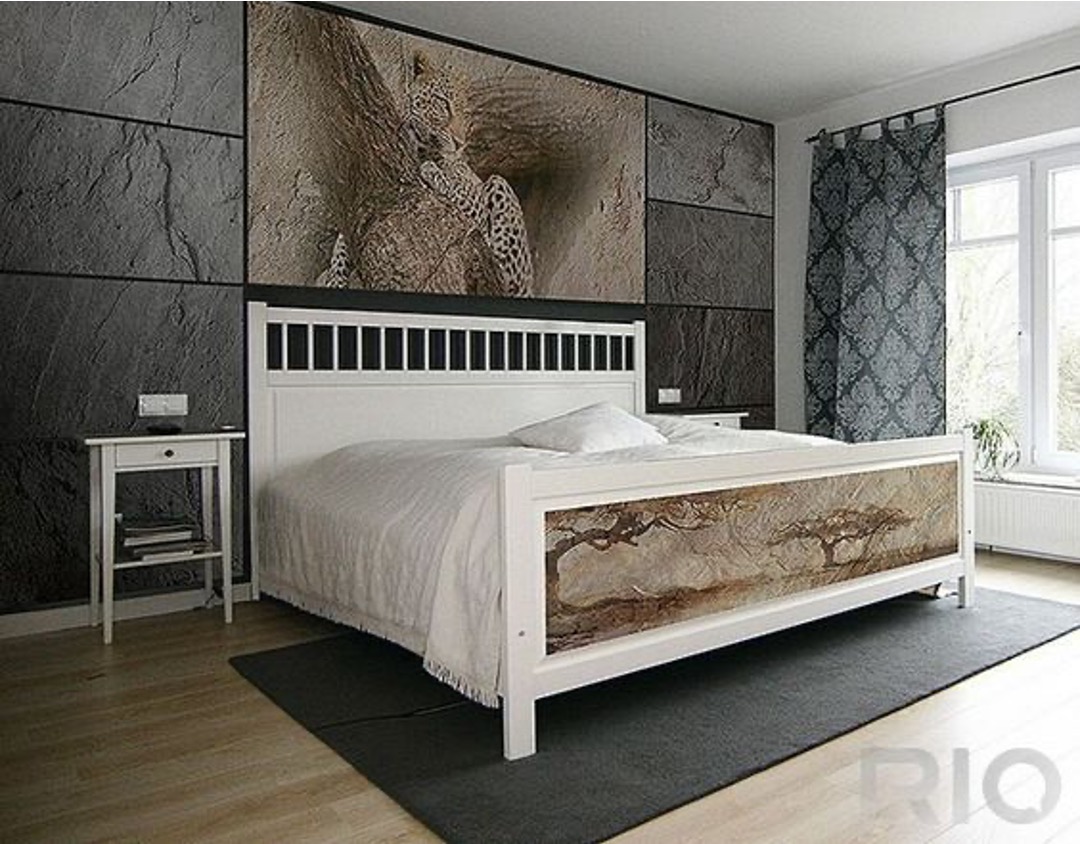 臥室石材床頭主牆|Bedroom stone headboard wall