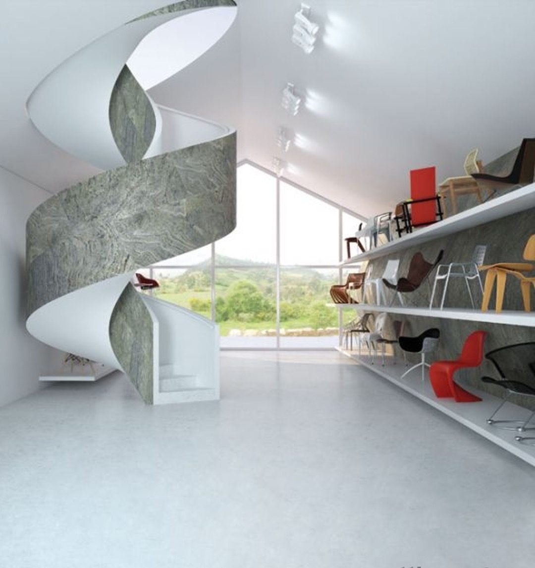 展示間曲面梯|Curved showroom stair