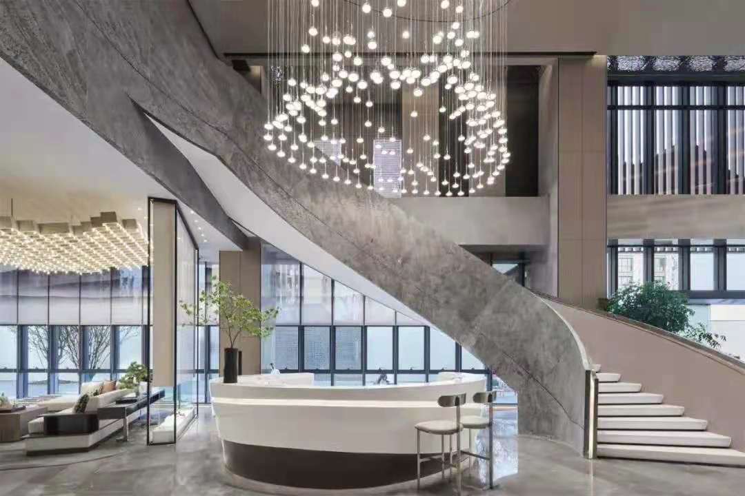 ArchiNova Advanced Stone curved staircase in a Shanghai luxury residential estate