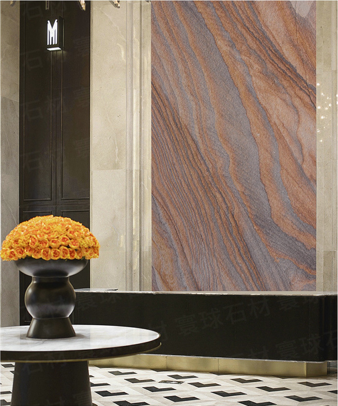 砂岩肌理系列室內主牆完整應用照｜Sandstone Texture Series full interior feature-wall application