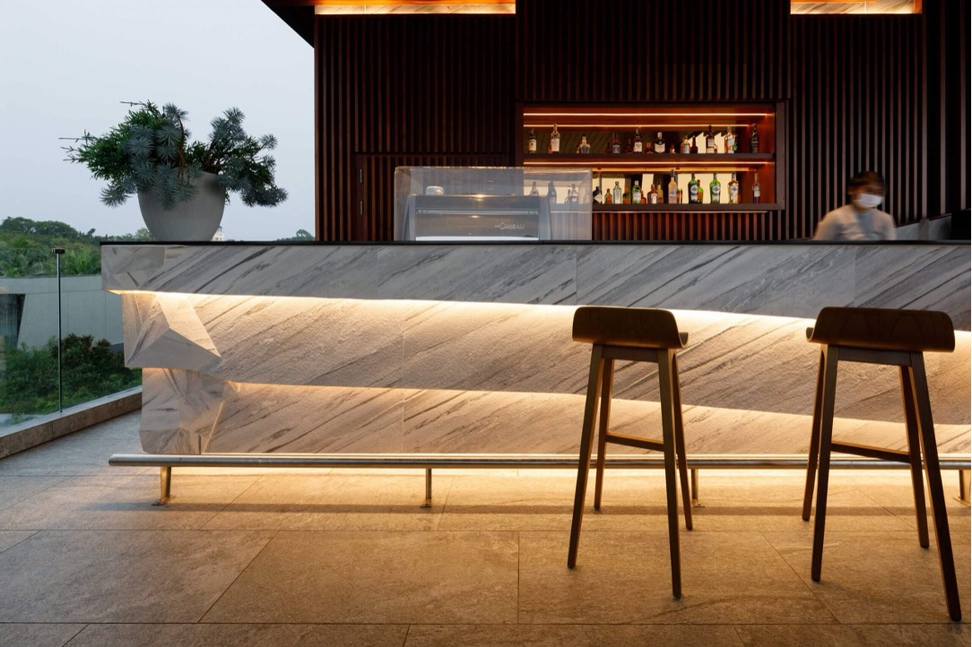 大理石系列戶外泳池吧台立面｜Marble Series poolside bar front